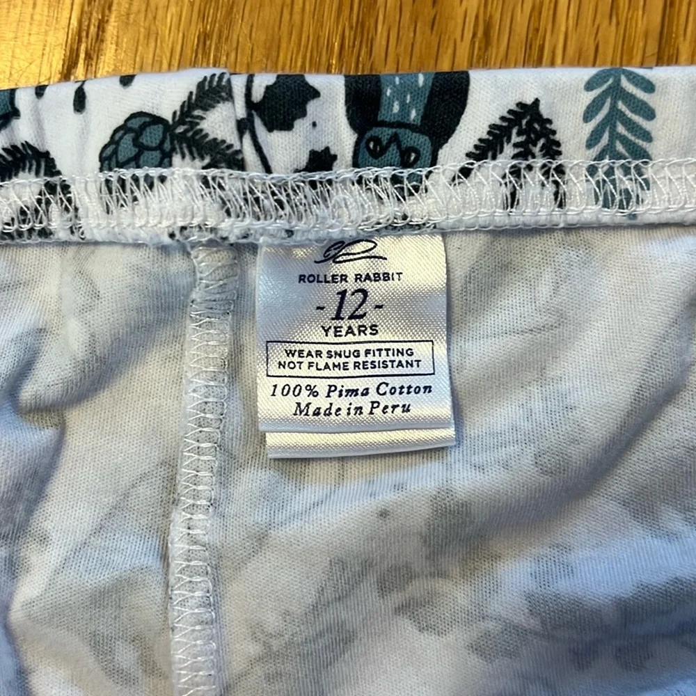 Roller rabbit blue woodland animals pajama bottom size 12
